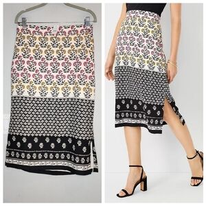 NWT Ann Taylor Easy Pull on Pencil Skirt in Cici Border Pockets Size Medium